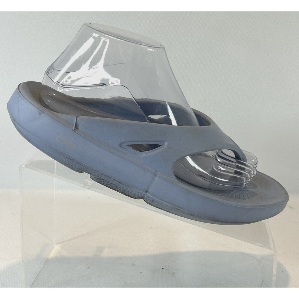 OOFOS Women's Grayish Blue Sandals (medium blue), size 9
